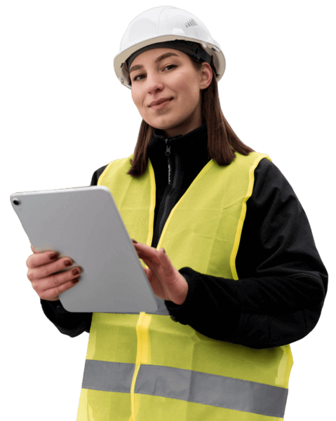 Engenheiro usando tablet